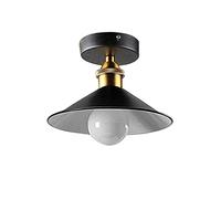 DC VOLTAGE dcVoltage Semi Flush Mount Single Light Ceiling Light Black with E27 Base Modern Chandelier for Farmhouse Kitchen Dining Room Bedroom Study Living Room
