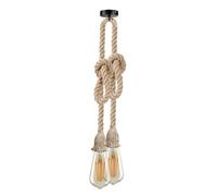 DC VOLTAGE Double Head Hemp Rope Pendant Light 3m E27 Vintage Lamp | Twisted Rope Ceiling Fixture Kitchen Dining Hall Restaurant Cafe Bar Bedroom Hallway 250V Bulb Included
