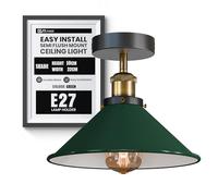 DC VOLTAGE E27 Ceiling Lighting Fixtures 22cm Green Conical Shade Flush Mount Ceiling Light for Kitchen Hallway Dining Rooms Living Room Easy Fit Anti Rust Durable Metal