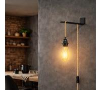 DC VOLTAGE E27 Lampholder, 4.5m Pendant Light Ceiling Lighting Fitting, Suspended Hemp Rope Pendant Light Fitting Kit, On/Off Switch