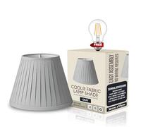 DC VOLTAGE Fabric Coolie Lampshade with Free A60 LED Bulb 28cm Vintage Gray Satin Non Electrical Ceiling Light Shade for Floor Lamp in Living Room Dining Room Bedroom Decor