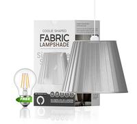 DC VOLTAGE Fabric Tapered Lampshade with Free A60 LED Bulb 28cm Vintage Apricot Satin Non Electrical Ceiling Light Shade for Floor Lamp in Living Room Dining Room Bedroom Decor