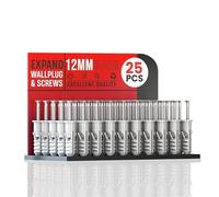 DC VOLTAGE Grey 25 Pcs Screws and Wall Plugs Set(25 x Masonry Screws, 25 x Expansion Anchor Bolts), M6 M8 12mm Wall Plugs Kit, for Brick Concrete Drywall Self Tapping Raw Plugs Set