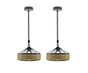 DC VOLTAGE Hemp Rope Pendant Light 2 Pack 30cm E27 Birdcage Shade