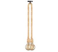 DC VOLTAGE Hemp Rope Pendant Light Double Head, Vintage Industrial Ceiling Hanging Light E27, 1M Adjustable Rope, Rustic Farmhouse Dining Room Kitchen Café Bar