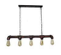DC VOLTAGE Industrial 5 Light Steampunk Metal Water Pipe Style Chandelier E27 Bar Light Metal Adjustable Hanging Chain Kitchen Island