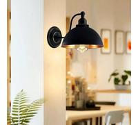 DC VOLTAGE Industrial Black Wall Lights Retro Wall Sconce | Metal Dome Shade, E27 Socket, Traditional Swan Neck, Indoor Decorative, For Cafe Bar