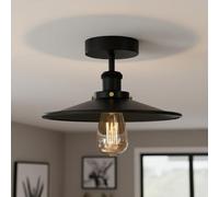 DC VOLTAGE Industrial Ceiling Light Fixtures 22 cm Black Modern Compact Chandelier Semi Flush Mount LED Compatible Stylish Interior Decoration Hallway Lighting for Bedroom Kitchen [Energy Class A]