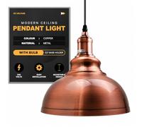 DC VOLTAGE Industrial Ceiling Pendant Light Copper Finish Curvy Metal 29cm Width 23 Height Lampshade 95 cm Adjustable Wire for Kitchen Living Room Dining Room Coffee Shop with Bulb