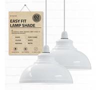 DC Voltage Industrial Ceiling Pendant Light Shades Retro Style Curvy Dome Shaped lamp Shades Metal Easy fit Ceiling Pendant Light Shades for Light fixtures (White - 2 Pack)