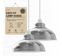 DC Voltage Industrial Ceiling Pendant Light Shades Retro Style Curvy Dome Shaped lamp Shades Metal Easy fit Ceiling Pendant Light Shades for Light fixtures (Chrome - 2 Pack)