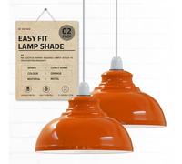 DC Voltage Industrial Ceiling Pendant Light Shades Retro Style Curvy Dome Shaped lamp Shades Metal Easy fit Ceiling Pendant Light Shades for Light fixtures (Orange - 2 Pack)