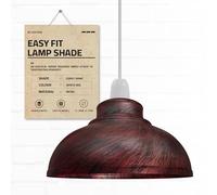 DC Voltage Industrial Ceiling Pendant Light Shades Retro Style Curvy Dome Shaped lamp Shades Metal Easy fit Ceiling Pendant Light Shades for Light fixtures (Rustic Red)