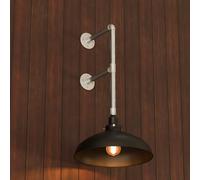 DC VOLTAGE Industrial Galvanized Conduit Steel Wall Light Kit - Metal Black Wall Sconce E27 Base Lamp Holder Fitting Conduit Wall Mounted Lighting for Living Room Kitchen