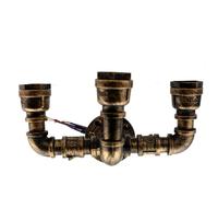 DC VOLTAGE Industrial Galvanized Conduit Steel Wall Light Kit with Metal Fisherman's Style Cage E27 Base Indoor Wall Mounted Lighting Fixtures for Living Room, Bedroom, Kitchen (Brushed Copper)