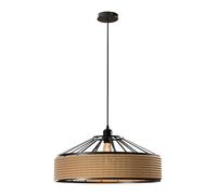 DC VOLTAGE Industrial Metal & Rope Pendant Light,40cm Retro Hemp Rope Black Ceiling Lampshade with 1m Adjustable Cable Pendant Lamp Shade for Living Room Bedroom Kitchen Hallways Floor Lamp