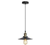 DC VOLTAGE Industrial Pendant Ceiling Light Vintage Modern Adjustable Hanging E27 Light with Retro Metal Cone Shade Light for Kitchen Island,Farmhouse,Living Room,Restaurant. (Black+ Bulb)