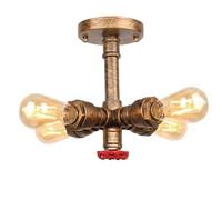 DC VOLTAGE Industrial Pipe Chandelier Ceiling Light, 4-Light Vintage Steampunk Metal Pendant with E27 Edison Bulbs, Rustic Hanging Fixture for Kitchen, Dining Room, Cafe, Bar (Brushed Copper)