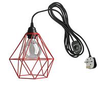 DC VOLTAGE Industrial Plug in Pendant Light, Cage Pendant Light Fixture with On/Off Switch, E27 Socket Vintage Hanging Light, Farmhouse Pendant Lighting for Kitchen Living Room Dining Room