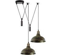 DC VOLTAGE Industrial Retro 2 Head Ceiling Metal 29cm E27 Bulb Base Spider Pendant Light with Adjustable Cable for Office Restaurant Dinner Room Kitchen Hall.(Brushed Brass)