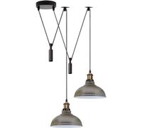 DC VOLTAGE Industrial Retro 2 Head Ceiling Metal 29cm Satin Nickel E27 Bulb Base Spider Pendant Light with Adjustable Cable for Office Restaurant Dinner Room Kitchen Hall