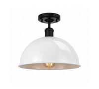 DC VOLTAGE Industrial-Semi Flush Ceiling Light White Metal Dome Lampshade