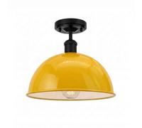 DC VOLTAGE Industrial Semi Flush Ceiling Light Yellow Metal Dome Lampshade