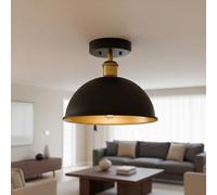 DC VOLTAGE Industrial Semi Flush Mount Ceiling Light 21cm Black Metal Dome
