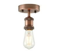 DC VOLTAGE Industrial Semi Flush Mount Ceiling Light Copper Metal E27 | Lampholder Retro Fully Earthed Single Head Pendant Fitting for Living Room Dining Room and Hallway
