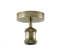 DC Voltage Industrial Semi Flush Mount Ceiling Light Green Brass | E27 Lamp Holder Retro Single Head Ceiling Pendant Light Fitting for Living Room Dining Room Kitchen