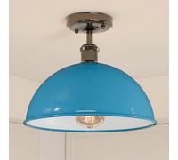 DC VOLTAGE Industrial Semi Flush Mount Vintage Ceiling Light Metal 30cm Dome Lampshade Pendant Lighting for Farmhouse Porch Kitchen Bathroom Living Room