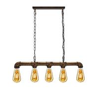 DC Voltage Industrial Steampunk Ceiling Pendant Light 5 Way Black Metal Water Pipe Work Retro 5 Bulb Fixture with Hanging Chain Light Fitting for Home Decor & Improvement Essential