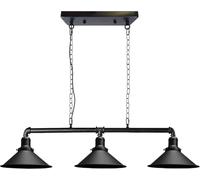DC VOLTAGE Industrial Suspended Ceiling Pendant 3 Lamp Black Metal Water Pipe Vintage 22cm Shade with Hanging Chain Light Fitting for Living Room Home Decor & Improvement Essential