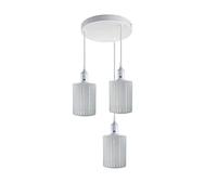 DC VOLTAGE Industrial Vintage Chandelier Light Shades 3 Head Metal White Cluster Ceiling Pendant Lamp Shade for Kitchen, Living Room, Study Room and Cafes
