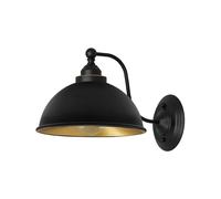 DC VOLTAGE Industrial Wall Light Fittings Retro Wall Sconce with Metal Dome Shade E27 Socket Traditional Swan Neck Indoor Decorative Wall Light for Cafe Bar (Black Gold Inner)