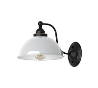 DC VOLTAGE Industrial Wall Light Fittings Retro Wall Sconce with Metal Dome Shade E27 Socket Traditional Swan Neck Indoor Decorative Wall Light for Cafe Bar (White)