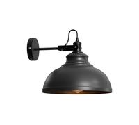 DC VOLTAGE Industrial Wall Light with 29 cm Black Metal Shade, Vintage Adjustable Arm Barn Style Black Sconce, E27 Holder Wall Mounted Lamp for Bedroom Living Room Hallway & Porch