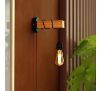 DC VOLTAGE Industrial Wall Lights Plug in Wall Light with Switch Indoor Dimmable Wall Lamp Wood Wall Sconces for Bedroom Living Room Stair Kitchen - Black (Wall Lights 2)