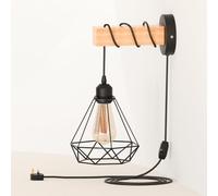 DC VOLTAGE Industrial Wall Lights Plug in Wall Light with Switch Indoor Dimmable Wall Lamp Wood Wall Sconces for Bedroom Living Room Stair Kitchen - Black (Wall Lights 7)