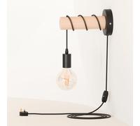 DC VOLTAGE Industrial Wall Lights Plug in Wall Light with Switch Indoor Dimmable Wall Lamp Wood Wall Sconces for Bedroom Living Room Stair Kitchen - Black (Wall Lights 3)