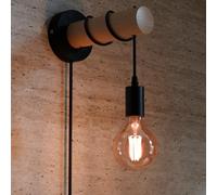 DC VOLTAGE Industrial Wall Lights Plug in Wall Light with Switch Indoor Dimmable Wall Lamp Wood Wall Sconces for Bedroom Living Room Stair Kitchen - Black (Wall Lights 5)