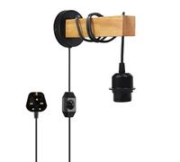 DC VOLTAGE Industrial Wall Lights Plug in Wall Light with Switch Indoor Dimmable Wall Lamp Wood Wall Sconces for Bedroom Living Room Stair Kitchen - Black (Wall Lights 1)