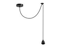 DC VOLTAGE IP65 Waterproof E27 Pendant Light Fitting Kit with Ceiling Rose Adjustable 2m Cable Outdoor Hanging Ceiling Light Weatherproof Lamp Holder for Garden Bathroom - Black