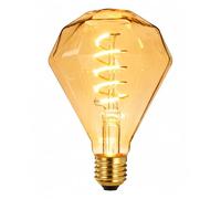 DC VOLTAGE LED E27 Edison Light Bulb G95 Diamond Shape 4W (40W Equivalent) Non-Dimmable 2700K Warm White Amber Glass Spiral Filament 450 Lumens Screw Base Vintage Energy Saving Home Decorative Bulb