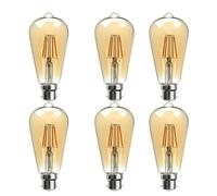 DC VOLTAGE LED Edison Bulb, 6 Pack, 4W Vintage Light Bulbs ST64 B22 LED Bulbs, 2700K Warm White Led Filament Bulbs, Antique Style Squirrel Cage Retro Amber Glass Lamp