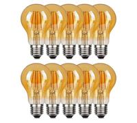 DC VOLTAGE LED GLS Light Bulbs Edison Screw ES, 4W 450LM LED Bulbs,2700K Warm White,Dimmable A60 Vintage Amber Glass Globe E27 Energy Saving Globe Lamp Bulbs, Pack of 10