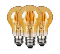 DC VOLTAGE LED GLS Light Bulbs Edison Screw ES, 4W 450LM LED Bulbs,2700K Warm White,Dimmable A60 Vintage Amber Glass Globe E27 Energy Saving Globe Lamp Bulbs, Pack of 3