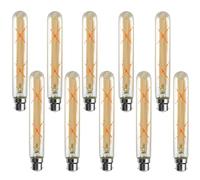 DC VOLTAGE LED Vintage Bayonet Bulb, BC T185 4W Tubular Dimmable B22 LED Filament Bulb, Warm White 2700K Amber Glass 450lmn, Edison Decorative Tube Retro Bulb AC 220V - Pack of 10