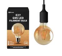 DC VOLTAGE LED Vintage E27 Light Bulb, G95 4W (40W Equivalent) Dimmable Warm White 2700K 450 Lumens ES Screw LED Filament, Old Fashioned Retro Energy Saving Home Decorative Lighting