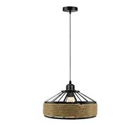 DC VOLTAGE Metal and Rope Ceiling Pendant Light Fitting Black 30 cm Shade with 1m PVC Cable Retro E27 Edison Lamp Holder for Home Improvement Island Kitchen,Living Room, Bedroom,Hallways & Floor Lamp